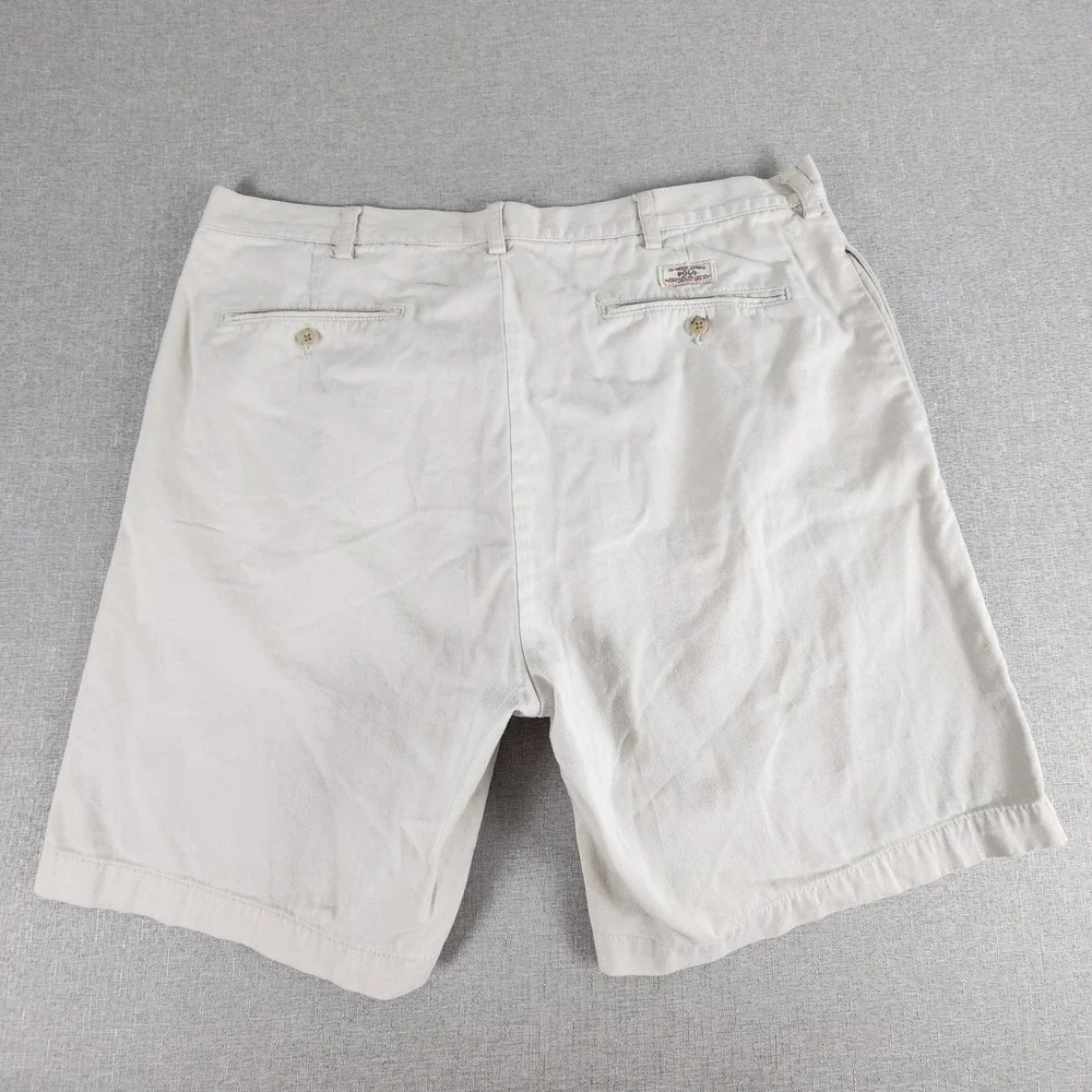 Polo Ralph Lauren Tyler Short Mens 40 Khaki Tan Pleated Chino Cotton Shorts